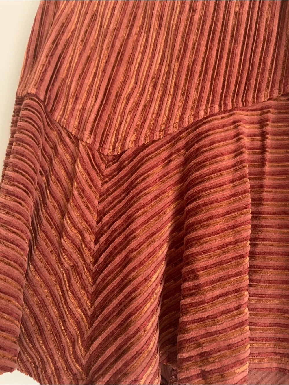 Free People Ribbed Velvet Rust Skater Skirt Women Size Small Mini Fall